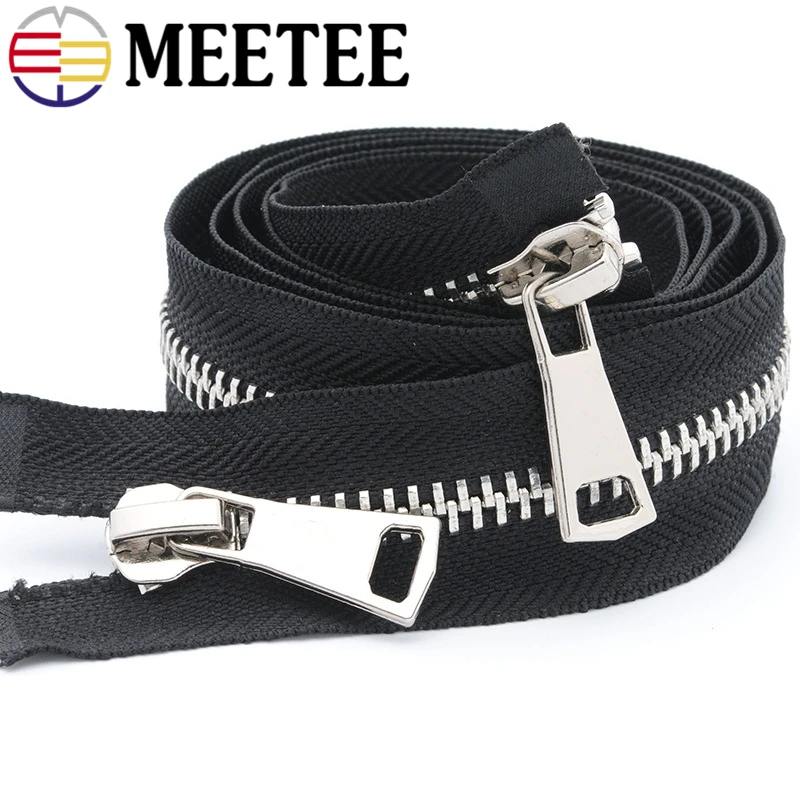 

2pcs Meetee 60cm Metal Zipper Open-end Double Slider Puller DIY Sewing Garment Decoration Overcoat Jacket Repair Accessory A4-9