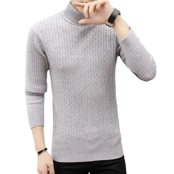 

Sweater Pullover Men 2018 Male Casual Solid Color Knitt Simple Sweaters Men Comfortable Hedging Turtleneck Men'S Sweater