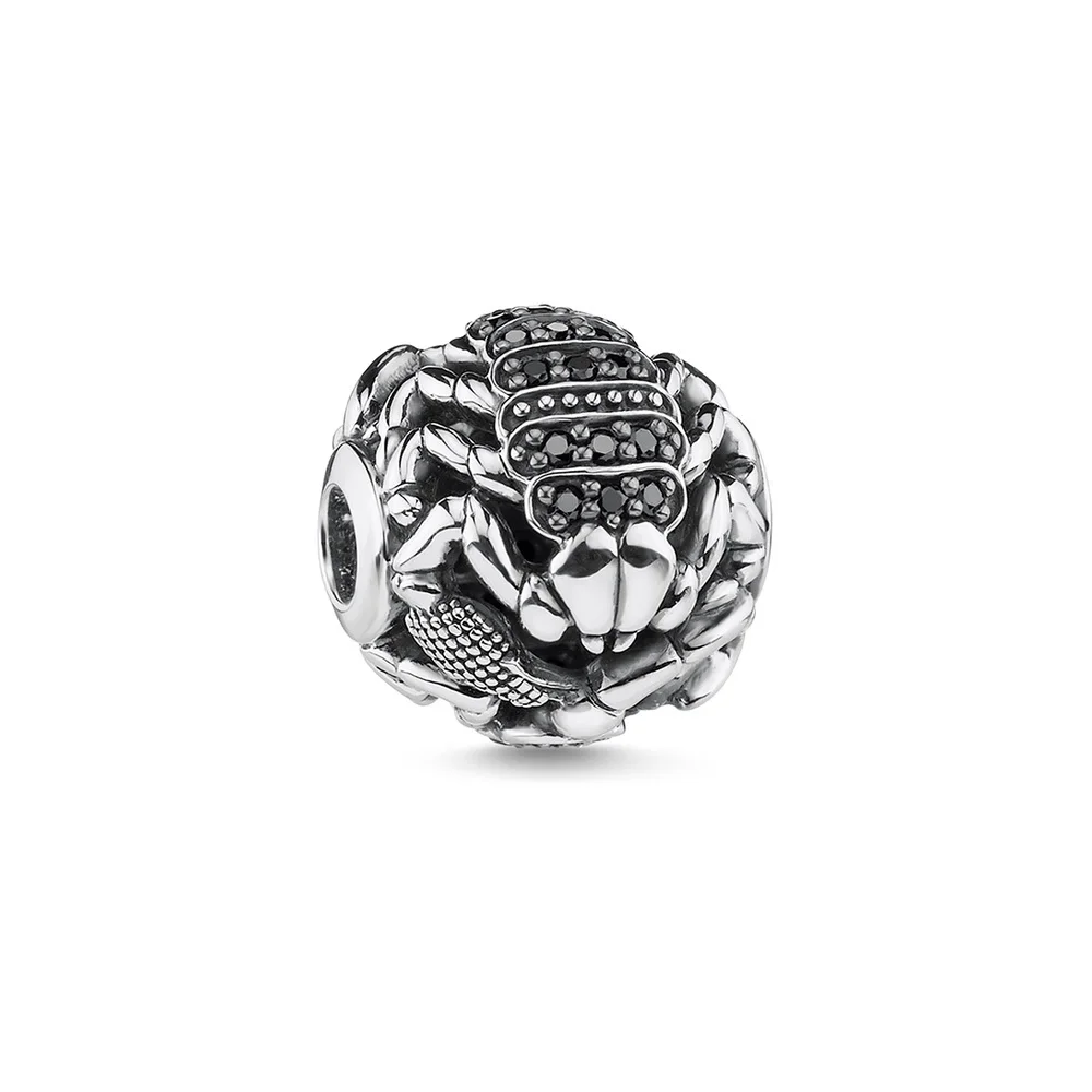 

Silver Plated Black Zirconia Scorpion Beads, Punk Style DIY Karma Beads Jewelry Accessories Fit Necklace Bracelet for Women Men