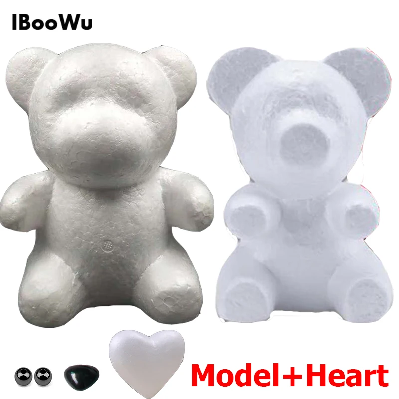 

1set 20cm Polystyrene Styrofoam Bear Modelling Foam Balls White Craft heart Rose Flower Bear Teacher's day Birthday DIY Gifts