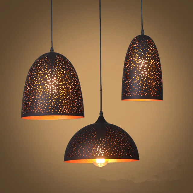 Vintage Pendant Lights Black Iron Pendant Lamps Loft Hanging Lamp