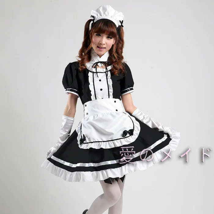 Women Maid Outfit Sweet Gothic Lolita Dresses Anime K-ON! Cosplay Costume Apron Dress Uniforms Plus Size Halloween Costumes