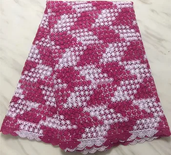 

Hot sale 5yards latest african laces 2018 african cord lace fabric high quality nigerian lace fabrics for wedding dress PL-E20