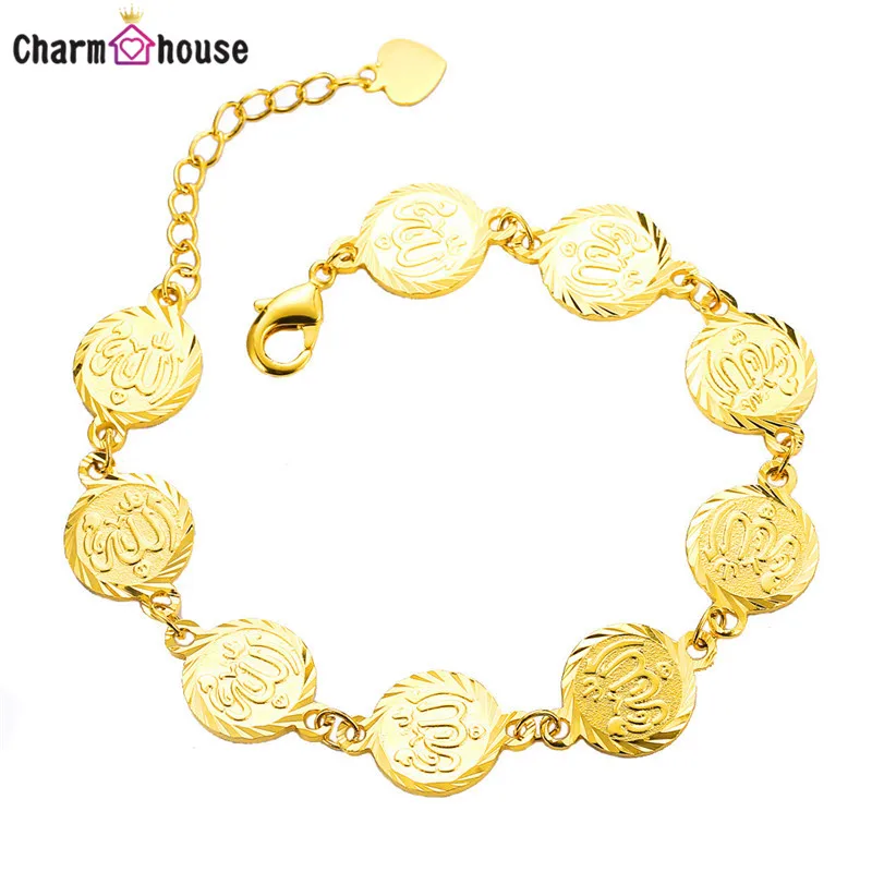 Gold Color Coin Chain Bracelets for Women Dubai Gold Jewelry Muslim