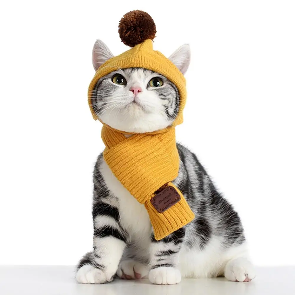 

Pet Clothes Scarf Pretty Short Scarf Pet Cat Rabbit Fluffy Wool Hat Cat Dog Hat