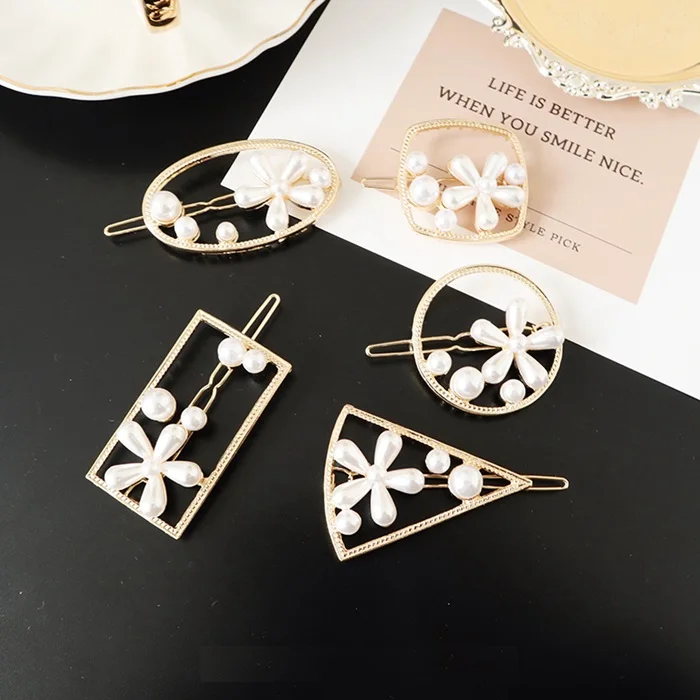 

New Fashion Pearl Geometric Hairpins Women Lady Girls Hair Clips Pins Barrette Accessories For Women Hairgrip Headdress Headwear