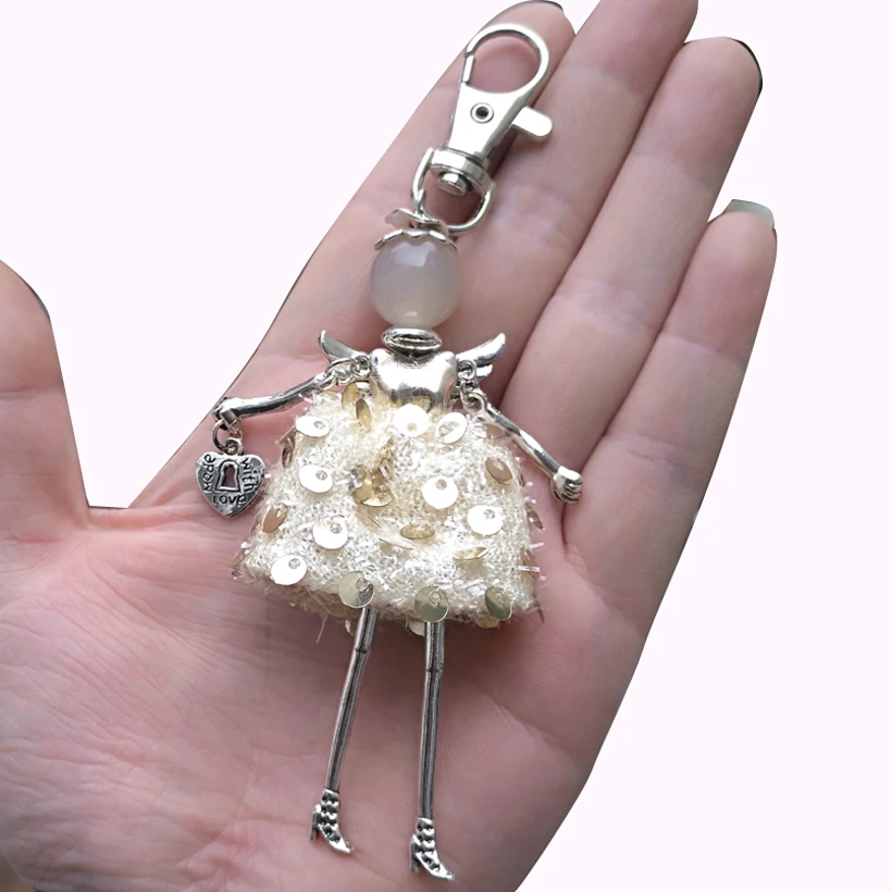 

YLWHJJ 2017 new angel wings Girl Doll bag Keychain statement jewelry fashion women handmade car key chain baby factory direct