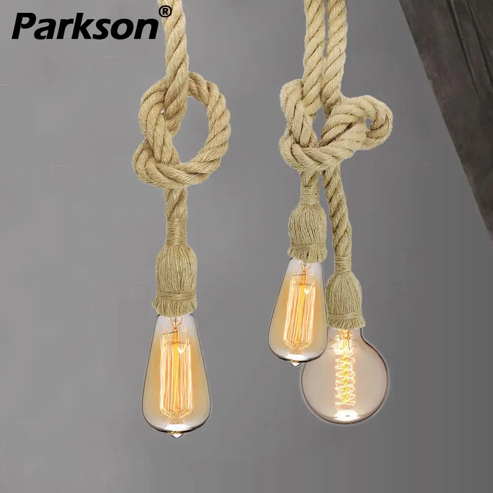 Vintage cáñamo Retro cuerda de luz hanglamp E27 Loft lamparas de techo colgante moderna colgante decoración Industrial lámpara colgante Vintage cáñamo Retro cuerda de luz hanglamp E27 Loft lamparas de techo colgante moderna colgante decoración Industrial lámpara colgante