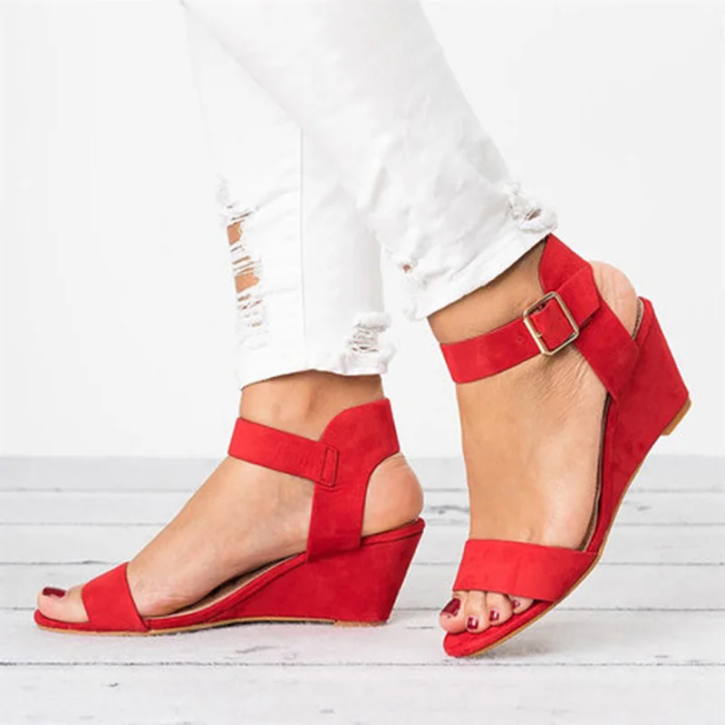 

Women Sandals 2019 Summer New Open Toe Fish Head Fashion High Heels Wedge Sandals female shoes women shoes