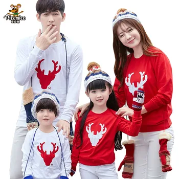 2017 Christmas Family Look Deer Mommy and Me Clothes Matching Family Clothing Sets Mother Daughter Father Baby T-shirt