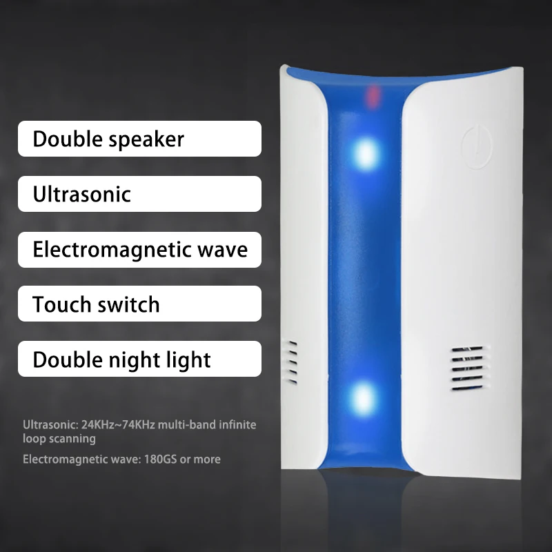 Indoor Electronic ultrasonic wave Pest Repeller Double speaker Night light Intelligent frequency pest reject mouse cockroach