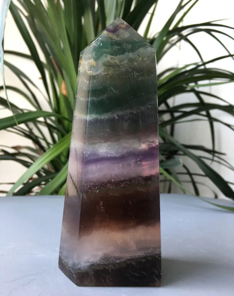 

828g Beauteous Magic Fluorite Crystal Quartz Healing Wand Point