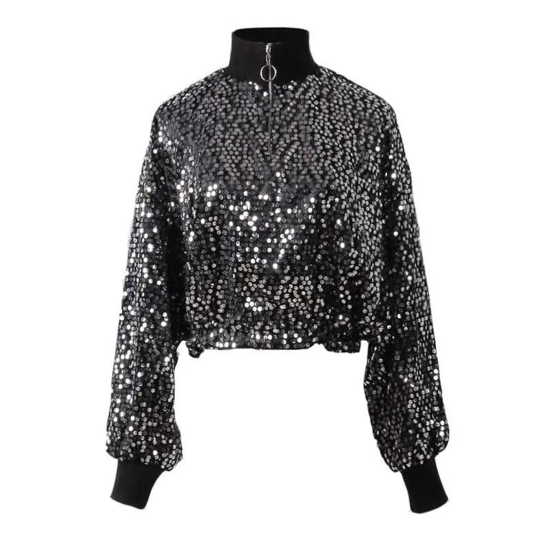 TWOTWINSTYLE блестки лоскутное бархат толстовка Для женщин с длинным рукавом короткий