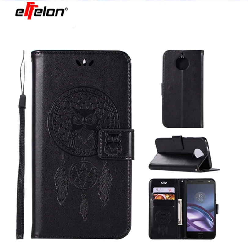 

New Case For Motorola Moto G5S Plus XT1806 PU Leather Case Stand Function Card Holder Embossed Owl Magnetic Flip Wallet Case