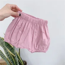 Летние Детские хлопковые однотонные универсальные Шорты повседневные шорты в Корейском стиле для мальчиков и девочек Одежда для девочек