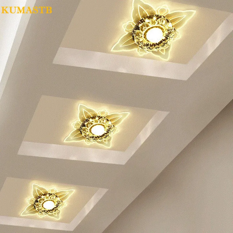 Us 17 6 45 Off Creative Led Flower Lamparas De Techo Aisle Corridor Lustre De Plafond Modern Small Crystal Ceiling Light Living Room Lamp In Ceiling