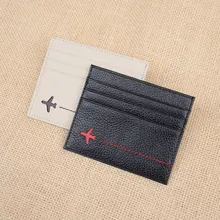 Hot 2016 New Brand Fashion Plane Design Men’s Card ID Holder Case High Quality Real Cowhide Leather Coin Pocket Bag for Women