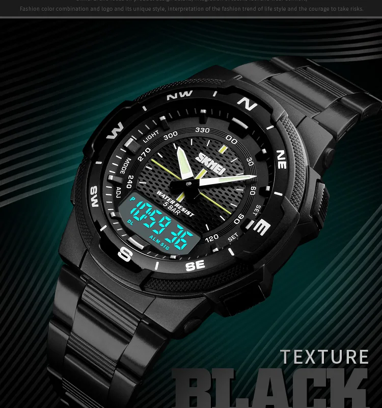SKMEI 1370 Stainless Steel Waterproof Wrist Watch 5