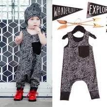 Rompers Toddler Kids Baby Girl Boy 2016 New Summer Cotton Dark Gray Sleeveless Jumpsuit Outfits Brand Costume Fashion Boys 1-6Y