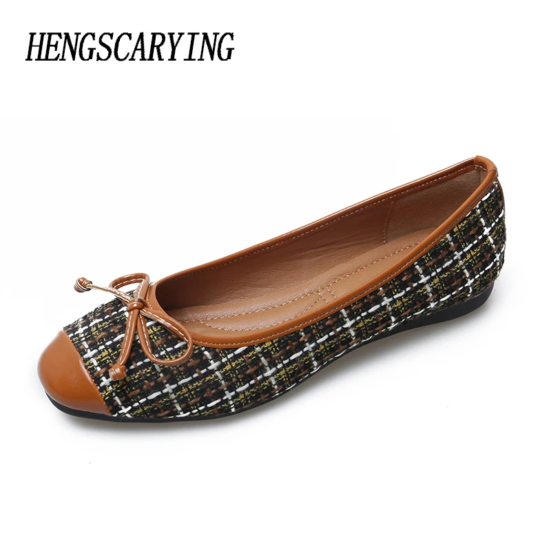 

HENSCARYING Brand 2018 Summer New Fashion Women Lattice Soft Flat Butterfly Knot Slip-On Ballet Flats Gils Ballerina Flats Shoes