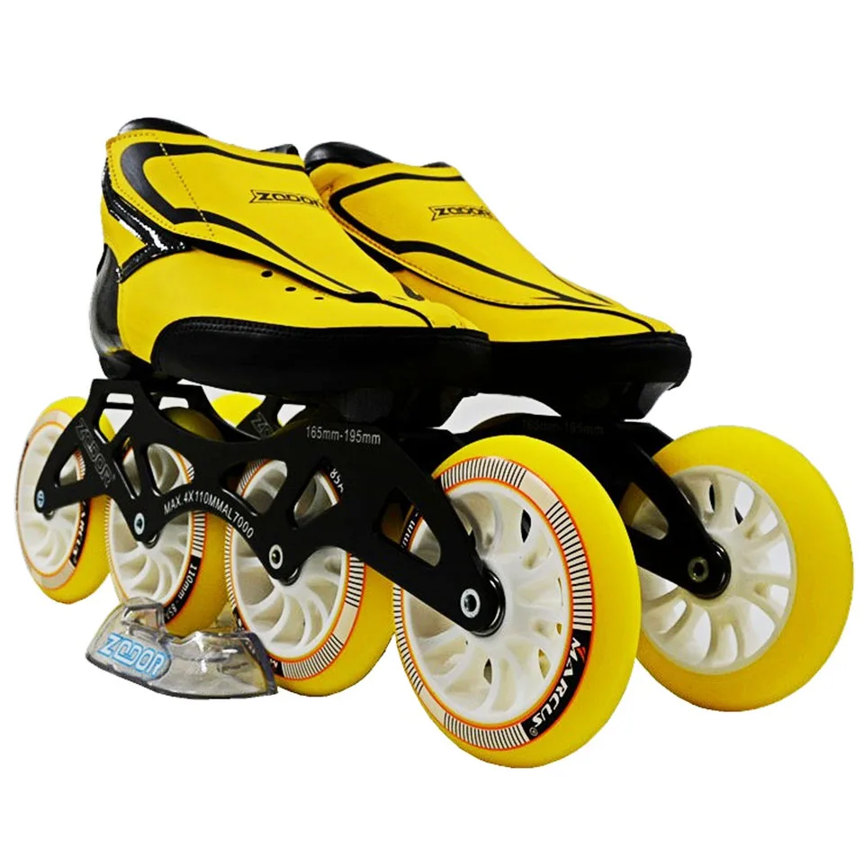 JEERKOOL 6 طبقة ألياف الكربون مضمنة سرعة الزلاجات الأصفر الأخضر 4*110 طفل الكبار الشارع سباق أحذية رياضية التدريب Patines SH11