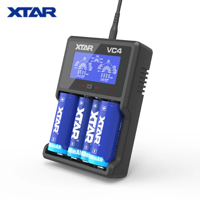 Зарядное устройство XTAR VC4 ЖК дисплей 5 В USB литий ионный аккумулятор Ni MH 18650 10440 32650 AA