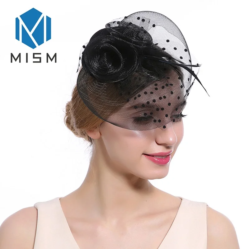 M MISM, Женская Свадебная шляпка, заколка для волос, сетка, вуаль, точка, перо, волосы, полосы обруча, аксессуары, Ретро стиль, элегантный аксессуар для волос Аллигатор - Цвет: STYLE C