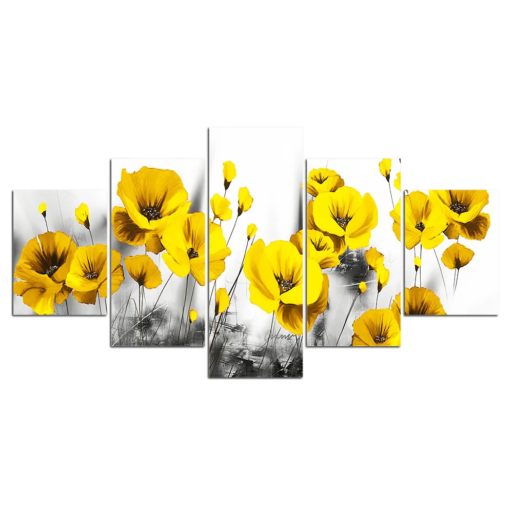 5-pieces-canvas-painting-Black-and-white-yellow-flower-Picture-wall-picture-art-canvas-posters-wall (2)
