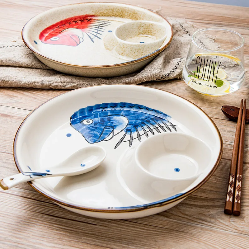 Креативные столовые тарелки с соусом сетки серьги-капельки керамический поднос для пельменей салат стейк посуда рыба узор домашняя тарелка
