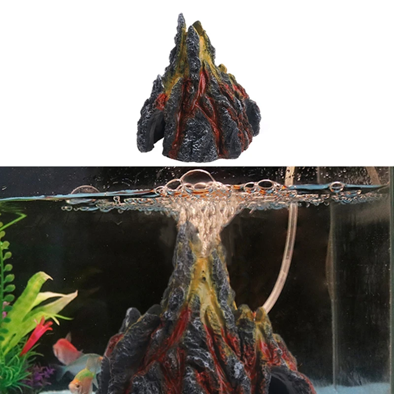 Aquarium Volcano Shape & Air Bubble Stone Oxygen Pump Fish Tank