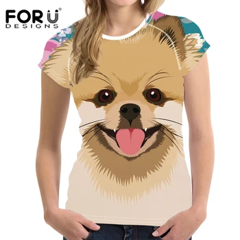 

Pomeranian Flower Animal Summer Style Harajuku T Shirt Women Clothes Tops Tee Shirts Ladies Casual Tees Round Neck FORUDESIGNS