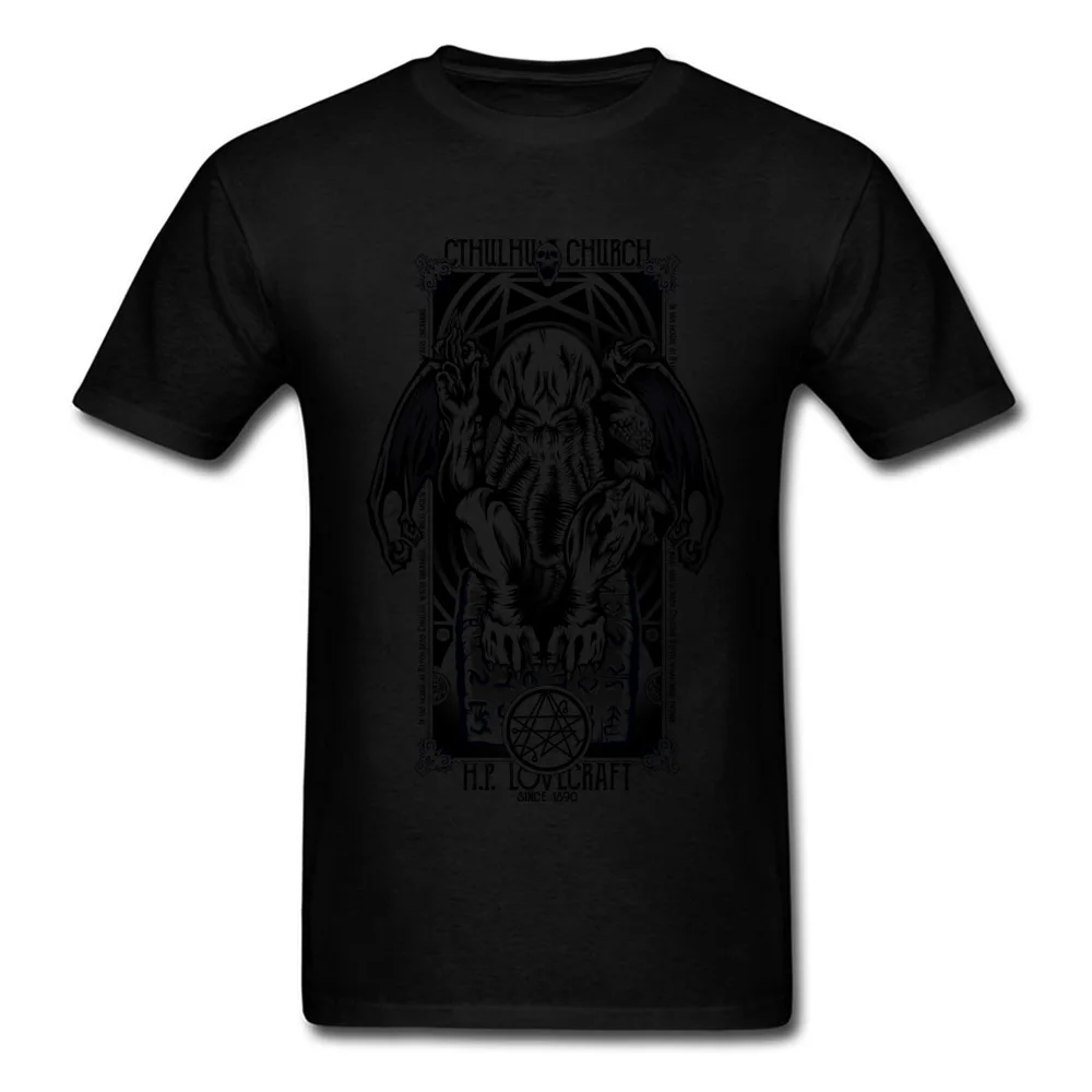 Cthulhus Church O Neck T-Shirt Autumn Tops Shirts Short Sleeve Coupons Cotton Europe Tops Shirt Design Men Top Quality Cthulhus Church black