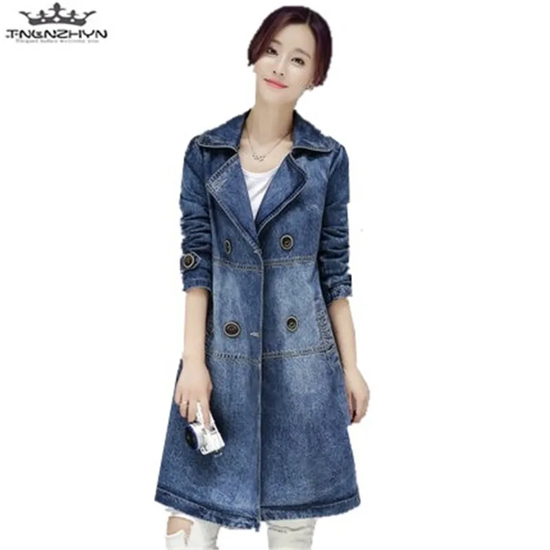 

tnlnzhyn 2019 Spring Autumn Women Denim Jacket Lapel Long Sleeves Jeans Jacket Coat Loose Casual ladies Denim Outerwear Y449