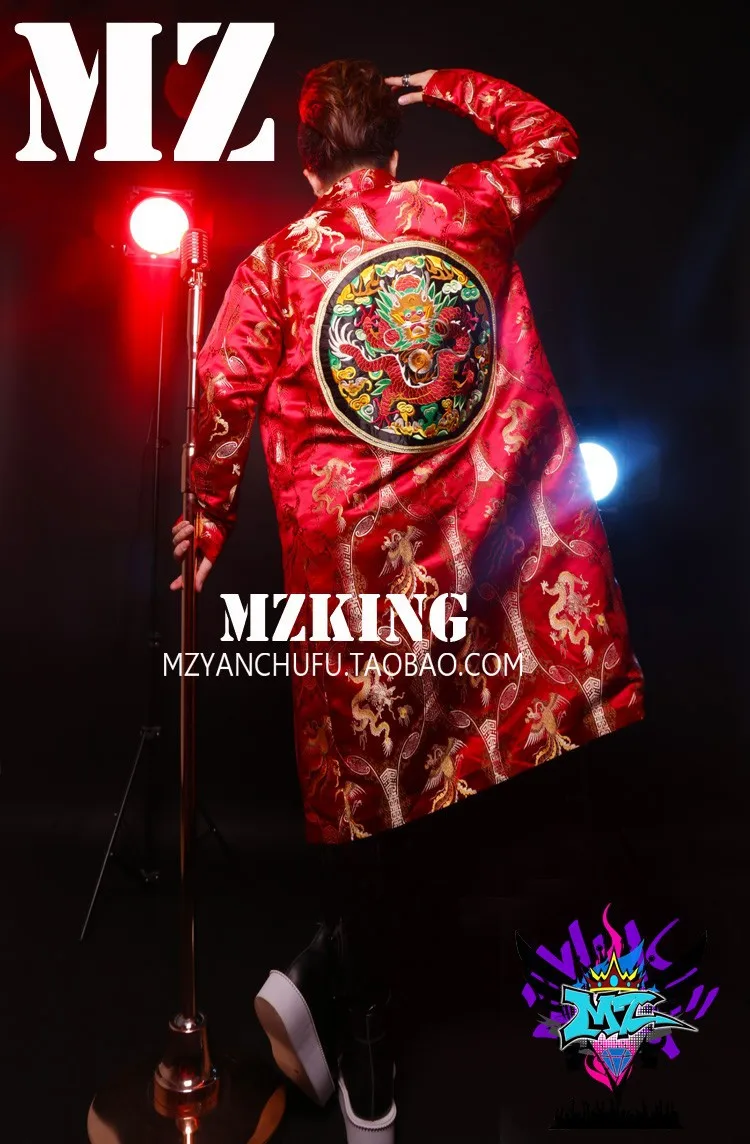 S-XXXL! мужской ночной клуб диджей певец вышитые длинный костюм костюмы куртка пальто сценическая одежда формальное платье