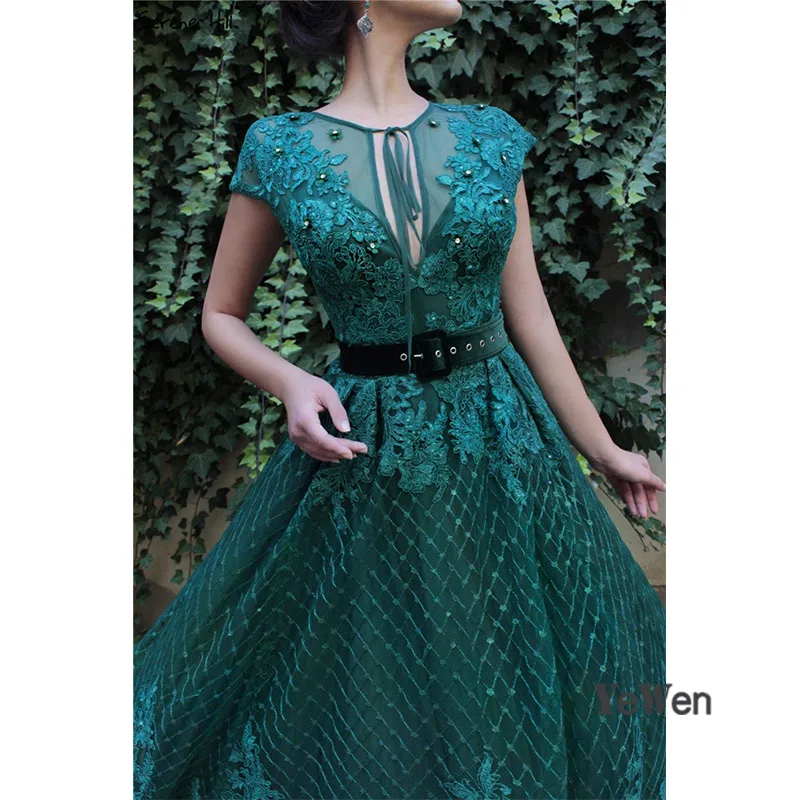Зеленое дубайское вечернее платье без рукавов с цветами ручной работы роскошное пляжное вечернее платье с бриллиантами длинное торжественное платье YeWen