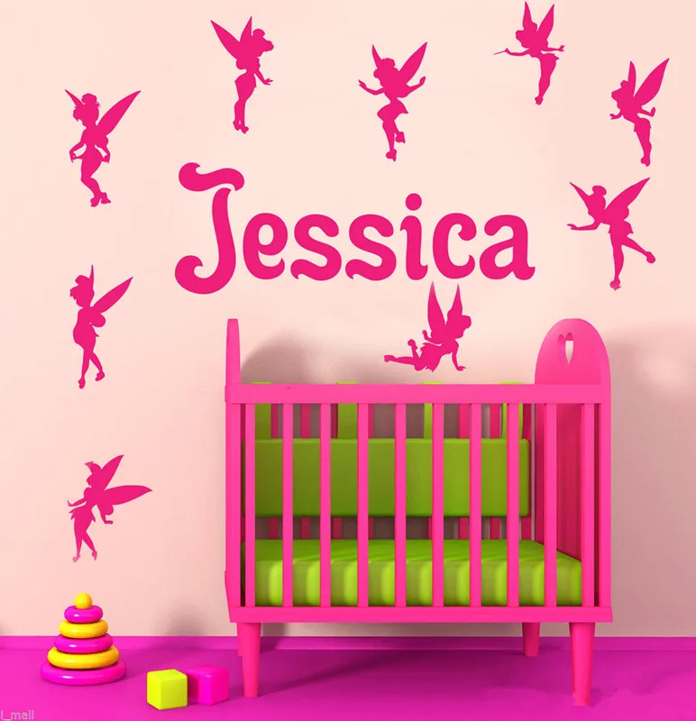 Tinkerbell Baby Shower Decorations Centerpieces Invitations 10pcs Lot Tinkerbell Wall Sticker Fairy Tale Erfly Mural Decals For Kid 39 S Room Removable