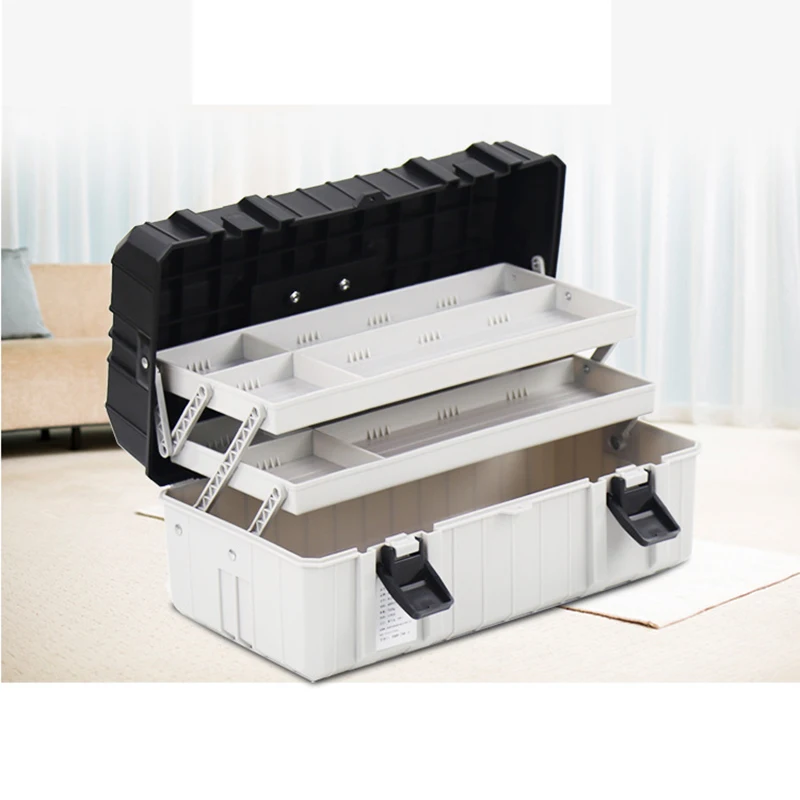 

Large Plastic Tool Box Three Layer Storage Box Hardware Toolbox Home Multi-function Car Repair Box Container Small Khaki Box