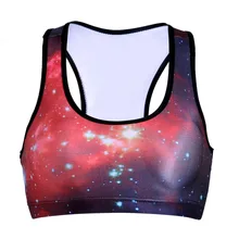 NEW 0004 Summer Sexy Girl Women star sky galaxy Red3D Prints Padded Push Up Gym Vest Top Chest Running Sport Yoga Bras