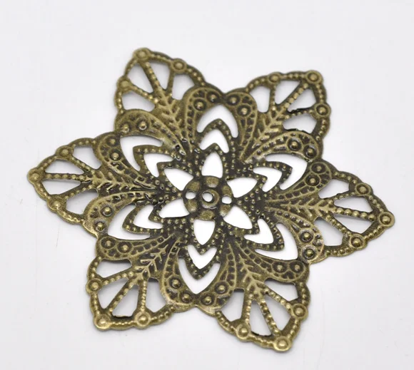 

Alloy Embellishments Findings Flower Antique Bronze Flower Hollow Pattern 5.7cm(2 2/8") x 5.7cm(2 2/8"), 5 PCs new