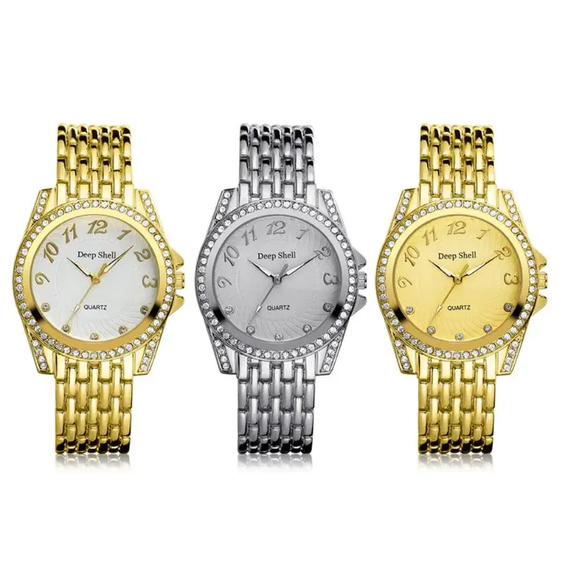 Золотые часы Для женщин Chic модные блестящие часы Diamond Dial кварцевые наручные часы relogio feminino dourado montre femme