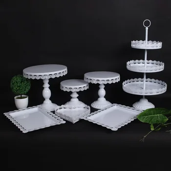 

7pcs cake stands set birthday party of Princess Rose Cake Cupcake decoration plates food dishes dessert yeast