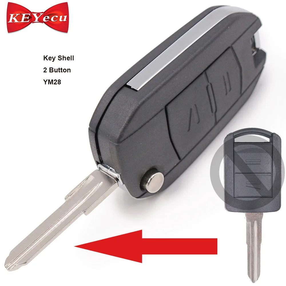 

KEYECU Folding Key Shell Case Keyless FOB 2 Button for VAUXHALL Corsa Agila Meriva YM28