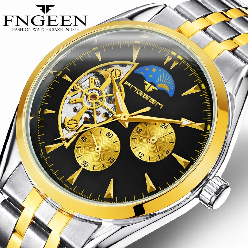 

Fashion Hollow Automatic Mechanical Watch Business Mechanics Pointer Waterproof Couple Watches ZF9802