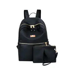 Для женщин Мода комплект из двух предметов сплошной рюкзак Pruse сумка на молнии подростков дорожная школьная рюкзаки рюкзак # ZS