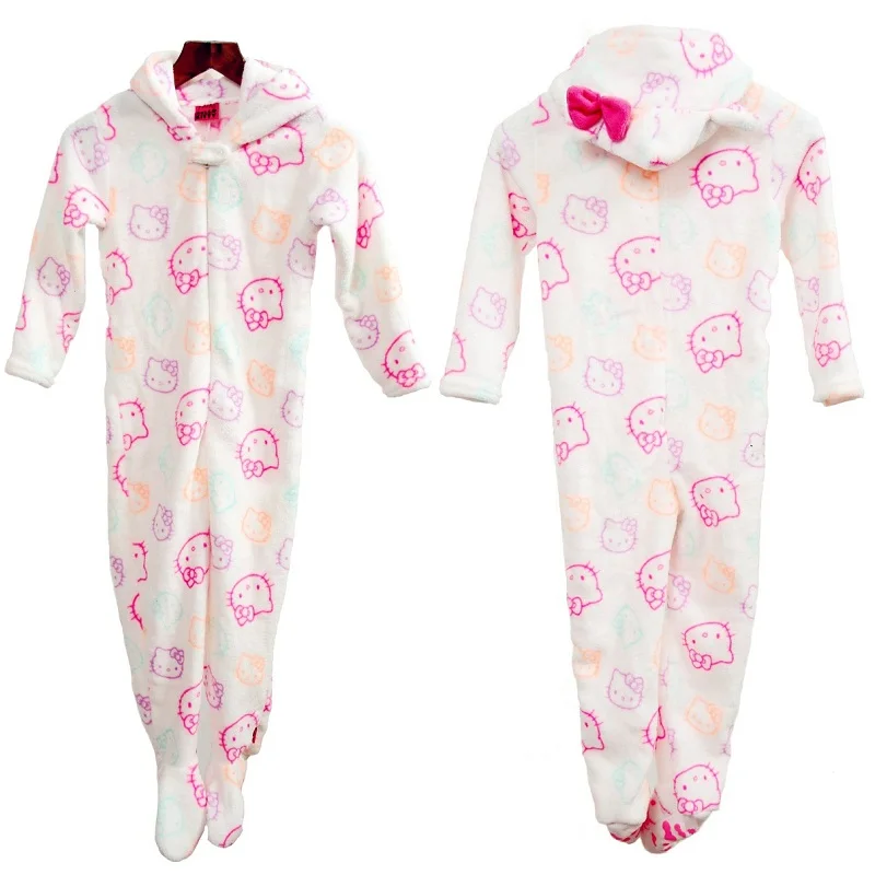 2015 Girls Pajamas Autumn Winter Children Girls Coral Velvet Hello