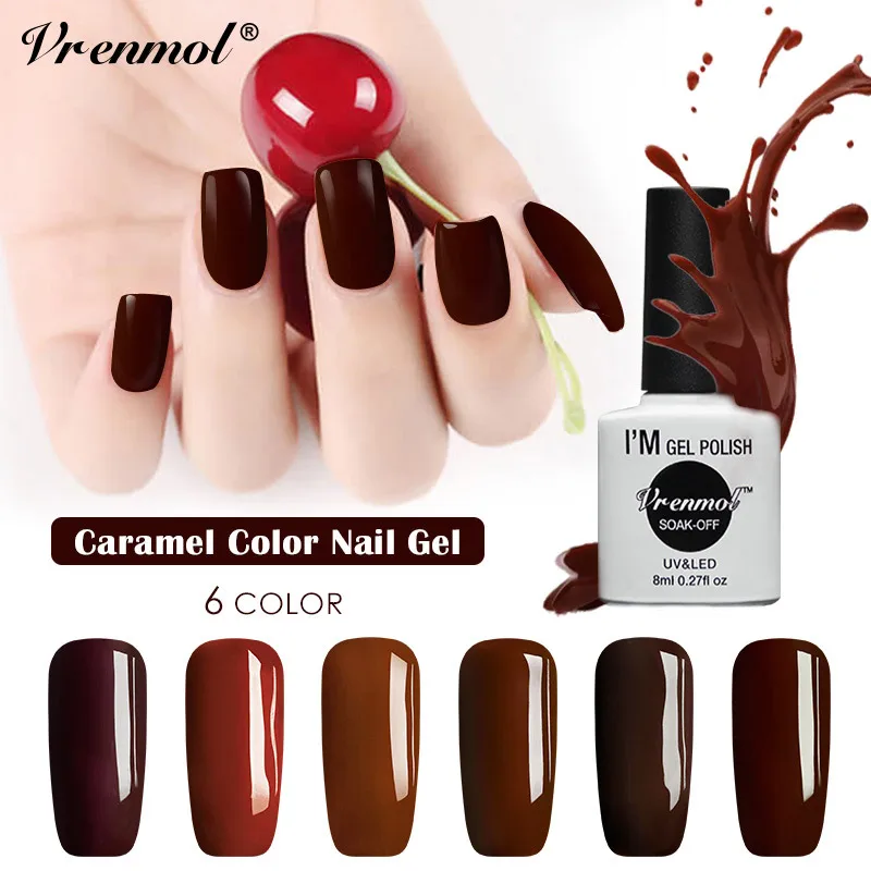 Vrenmol 6 Colors Caramel Gel Nail Polish UV Gel Lacquer Nail Art Hybrid