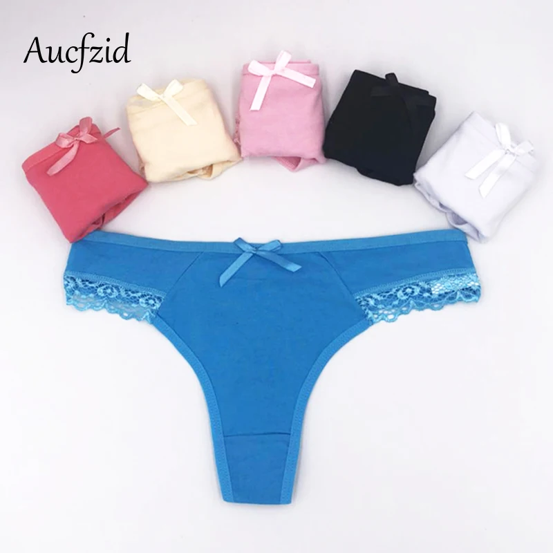 Aucfzid 5 шт. кружевные хлопковые трусики женские стринги и сексуальное нижнее белье