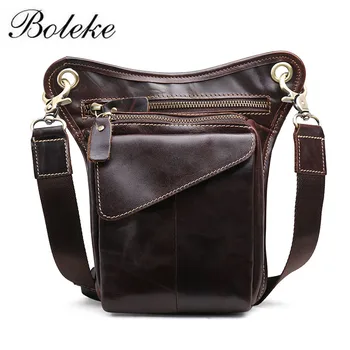 

Brand Men Genuine Leather Man Drop Leg Bag Vintage Oil Waxing Small Fanny Waist Bag Pack Messenger Shoulder Bag for Men L9917