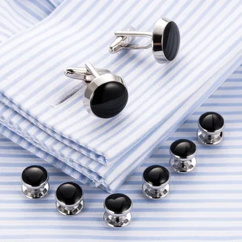 

VAGULA 8 PCS Set Cufflinks Collar Studs Top Quality Tuxedo Gemelos Cuff Links Button Men Jewelry 500