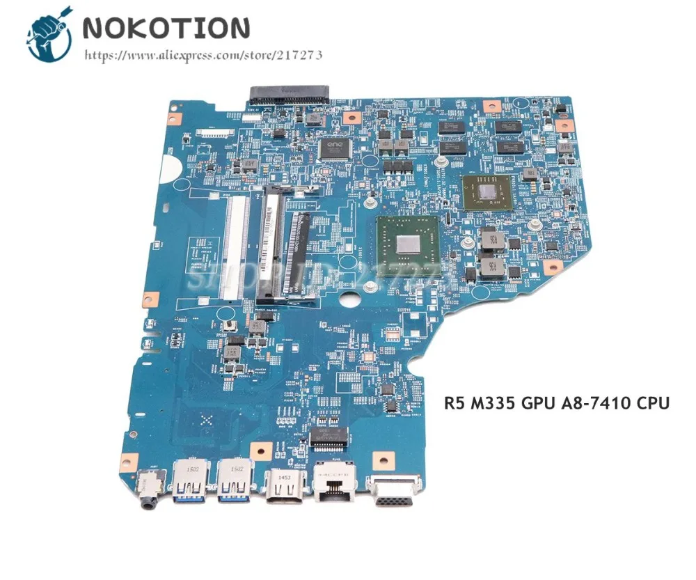 discount NOKOTION For Acer aspire E5-722 E5-722G Laptop motherboard R5 M335 GPU A8-7410 CPU DDR3 NB04Z01001